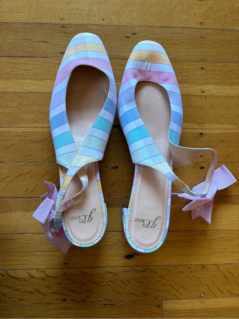 J. Crew Kate slingback pumps rainbow gingham 12 Easter pastel pride plaid bow